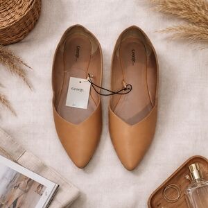 George Nude Pointed Toe Ballet Flats Minimalist Work Shoes NWT